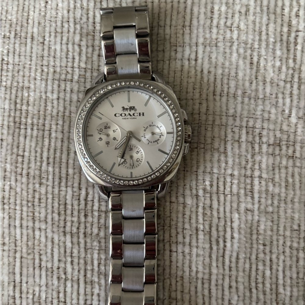Coach Silver Watch with Crystal Accents